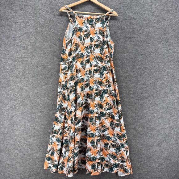 Serra Dress Women M Medium White Floral Shift Midi V-Neck Sleeveless Cotton - Picture 2 of 5